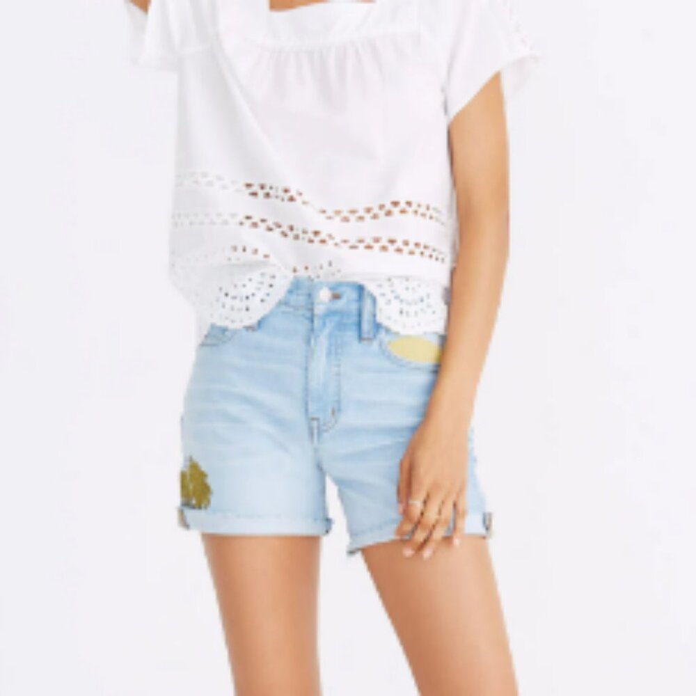 Madewell High-Rise Denim Shorts: Sun Embroidered Edition size 25